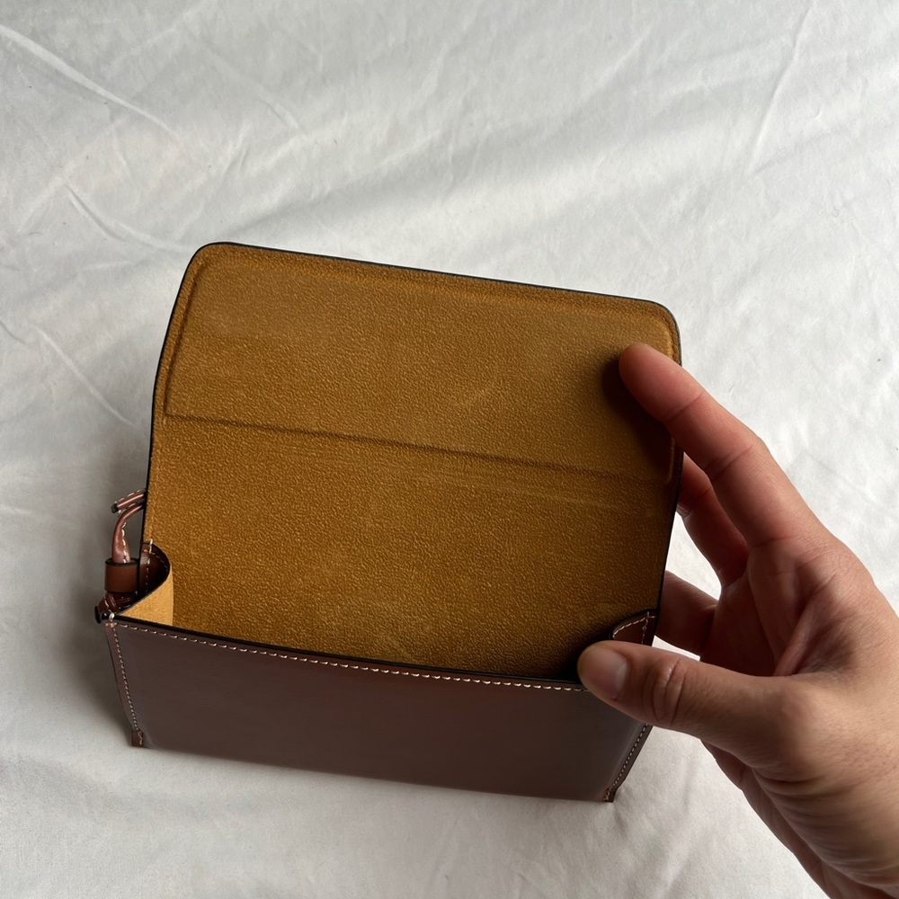 BRAND NEW AUTHENTIC Celine Sunglasses eyeglass Case Wristlet Brown Leather - Picture 3 of 9